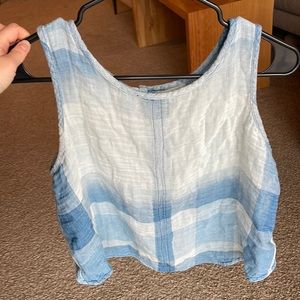 Cloth & Stone Blue Button Back Cotton Tank Top